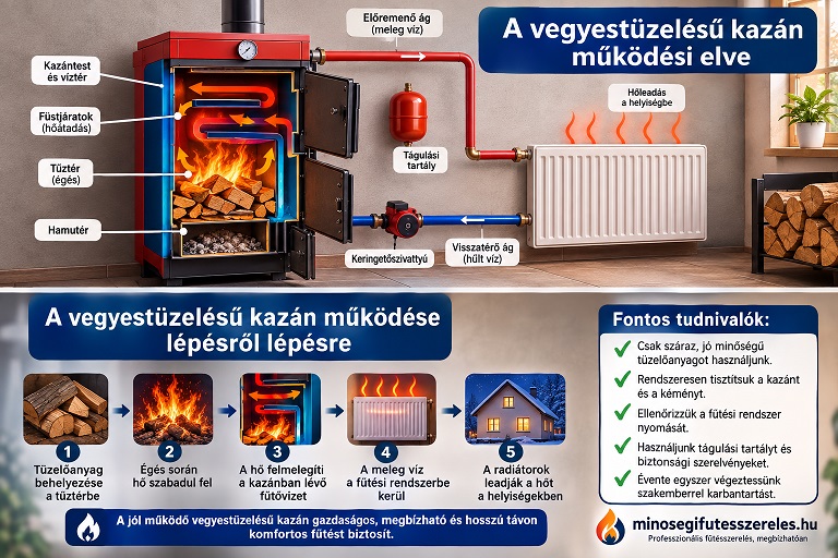 Vegyestüzelésű kazán működése
